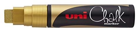 Uni-Ball 186610 - Fenster- & Kreidemarker UNI CHALK PWE-17K 15 mm, mit breiter Keilspitze, gold