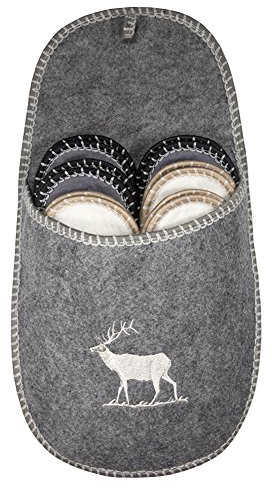Lindong Set di 6 pantofole in feltro natalizio per ospiti con suola antiscivolo, unisex, taglia 38/44, adatte per molti ospiti, Grigio Capriolo, 6-er Set 38/44 EU