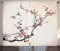 ABAKUHAUS Blumen Rustikaler Vorhang, Asiatische Art Art Vögel, Wohnzimmer Universalband Gardinen mit Schlaufen und Haken, 280 x 260 cm, Schwarzer Burgunder