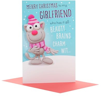UK Greetings | Girlfriend Christmas Card | Funny Cute Cat Design | Xmas Presents | Greeting Card |Her/Girls/Women | With Envelope | 149 x229mm