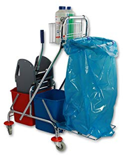 Poubelle double professionnelle chromée 2 x 17 l avec porte-sac poubelle