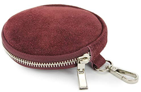 modamoda de P10 / P08 Damen Leder Rauleder Geldbörse Münzgeldbörse Taschenanhänger ø 11,5 cm handmade in Italy, Farbe:Bordeauxrot