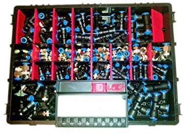 Pneumatik Sortimentbox bis zu 150 tlg. Druckluft Steckverschraubung Steckverbinder (MAXI 138.tlg)
