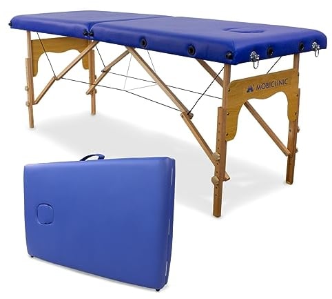 Mobiclinic®, Massageliege, Klappbar, CM-01 Basic, 180x60 cm, Holz und Kunstleder, 2 Teile, Europäische Marke, Mobile, Höhenverstellbar, Verschlusssystem, Trägt 150 kg