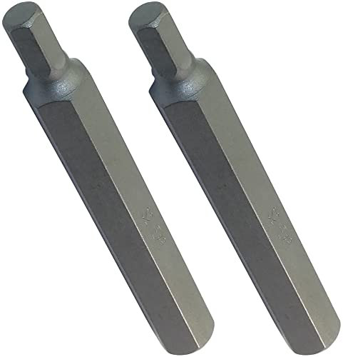 AERZETIX - Juego de 2 Puntas Largas Hexagonal 6mm/Allen 6 lados - L75mm 3/8''(10mm) - para Destornillador/Portapuntas - para Tornillo Allen 6 lados - Ferretería/Herramienta manual - Acero S2 - C45895