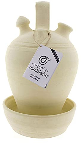 CERÁMICA RAMBLEÑA | Base de cruche en terre cuite traditionnelle Vuelta de La Rambla (Córdoba) | 100% fait main | 4 litres | Écho | plaque incluse