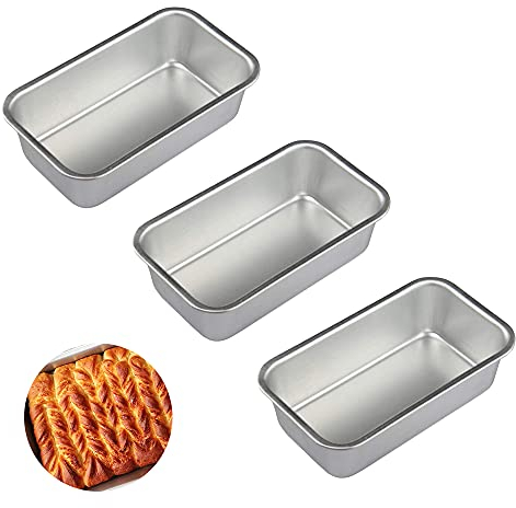3 Piezas Moldes Pan Plumcake, Molde Rectangular Hornear, Moldes Para Pan, Antiadherente, No Tóxico, Apto para Lavavajillas, Aleación de Aluminio, para Pan, Pastel, Tostadas (13,5 x 7,8 x 3,6 cm)