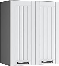 Vicco Hängeschrank Fame-Line, hängender Küchenschrank, Weiß Landhaus/Anthrazit, 60 cm