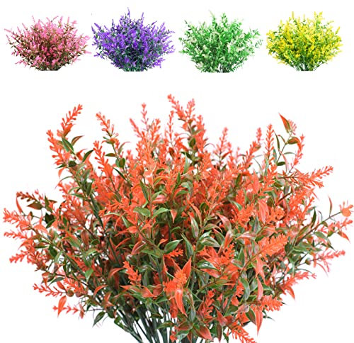 Boic 10 Pezzi Lavanda Artificiale, Fiori Finti Per Decorazioni, Fiori Finti Da Esterno Resistenti Ai Raggi Uv Fiori Artificiali Decorazione Per Casa, Giardino, Camera Da Letto, Matrimonio (Arancia)