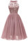 Odizli Abendkleider Elegant für Hochzeit Damen Neckholder Swing Spitze Chiffon Cocktailkleid,Rosa,S
