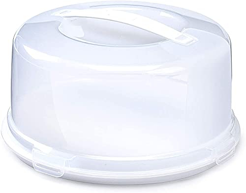 EPISENT Large Round Cake Box | Lockable Lid & Carry Handles | Cake Storage Container | Portable Plastic Cake Carrier | Fits 11 inch Cake