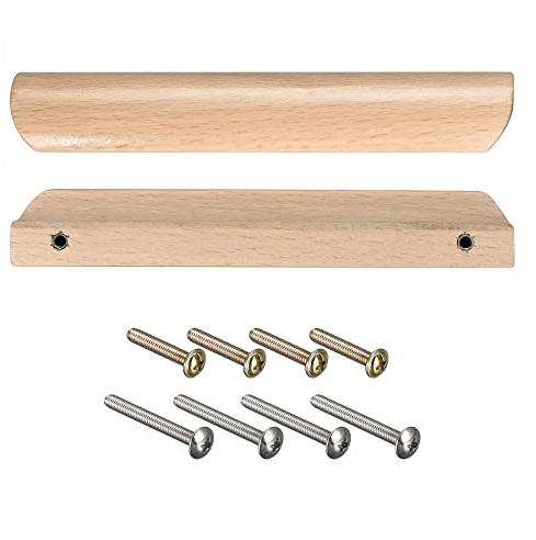 sourcing map Tiradores de madera, 2 piezas de 192 mm de distancia entre agujeros de cajón de madera sin terminar tiradores para muebles de cocina, cajones, armarios, armarios