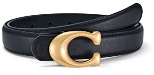 SYMOL Ledergürtel Damen Gürtel Taillengürtel Damengürtel Leder Jeansgürtel Echtleder 24mm Breit Schwarz und Weiß (Schwarz, Taille:95CM-105CM)