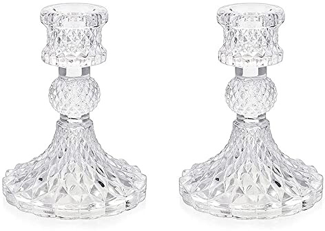 eKsdf Lot de 2 bougeoirs en Verre pour Bougies Chauffe-Plat | Bougeoir transparent pour fête, mariage, table à manger