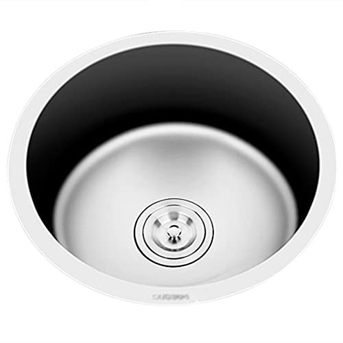 Spültischarmatur, Edelstahl, rund, Einzelspüle, Gemüsebecken, Schüssel, Badezimmer, Waschbecken, Balkon, Bar, Spüle, Workstation, Küchenarmatur, (Color : SilverF, Size :
