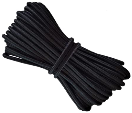 LIUSM 3 mm (1/8 Zoll), 9,1 m, Schwarz, schwere Stretch-Rundschnur, elastische Schnur für DIY, Basteln, Nähen