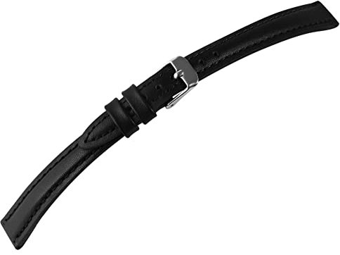 LEONARDO VERRELLI Unisex - Uhrenarmband Ersatz Echt Leder Stegbreite Schwarz 10-24 mm Dornschließe 8000565 (Stegbreite: 20 mm)