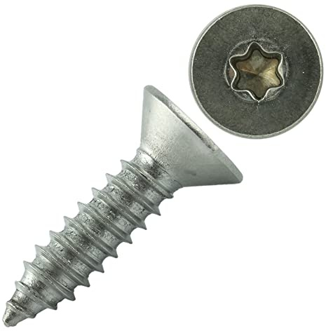 Torx Lot de 100 vis en acier inoxydable A2 - 4 x 16 mm - Pour panneaux d'aggloméré - Filetage complet - Vis pour construction en bois avec tête fraisée - Vis en acier inoxydable