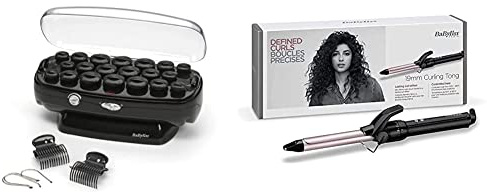 BaByliss Bigoudis Chauffants Thermo-Ceramic Roller, Noir - 20 bigoudis avec 3 diamètres & Multicolore Boucleur Curling Tong 19mm pour des Boucles Serrées C319E 19 mm
