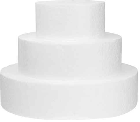 Gadpiparty White Foam Cake Dummy Set - Reusable Fake Cakes for Fondant Practice, Wedding Displays & CDecorating Training (10/15/20cm Diameter, 5cm Height) - DIY Craft & Baking Tool