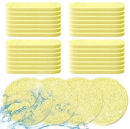 48 Pcs Facial Sponges, Compressed Face Cleansing Sponge Cellulose Face Sponge for Men Women Massage Makeup Removal(Yellow)