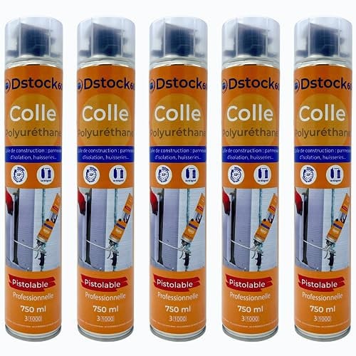 DSTOCK60-5 colles de montage polyuréthane pistolable - Colle polyuréthane non expansive - Pour le collage et montage de matériaux isolants, panneaux XPS et EPS, rouleaux d'étanchéité toiture bitume