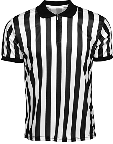 Aznever Schiedsrichter Trikot, Streifen-T-Shirt, Kuscheliges Kurzarmhemd Mit Kragen, Schweißableitendem Stoffmaterial, Maschinenwaschbar, Sportbekleidung Gestreiftes Shirt Für Damen Herren Erwachsene