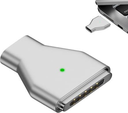 Gruvox Type-C Magnetic Adapter Converter USB C to Magnetic Adapter Magnetic USB C Adapter T-Tip Adapter Laptop Converter Fast USB C Magnetic Suction USB Type C Extension Adapter