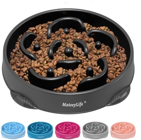 MateeyLife Hundenapf, Anti schling napf Hund – Rutschfester Slow Feeder Hundenapf für mittelgroße und große Hunde, Schwarz (26,49 cm)