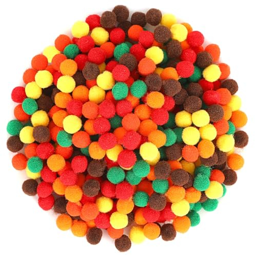 SEPGLITTER Herbst-Pom-Poms-Bälle, 1000 Stück orange-braune Pom-Poms zum Basteln, Basteln, DIY, Herbst-Thanksgiving-Party-Dekorationen (6 Farben, 1 cm)