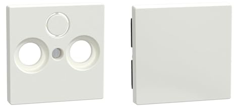 Schneider Electric Merten 296719 Zentralplatte & Merten 432119 Wippe Abdeckung Wechselschalter, Ausschalter, Kreuzschalter System M, 1 Smart, M-Plan, M-Creat, polarweiß glänzend