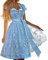 Dirndl Damen 3 Teilig - Trachtenkleid Dirndlkleid Trachten Kleid + Dirndlbluse+Schürze Grosse Grössen Dirndel Blau Trachtenmode Dirndl & Dirndl-Sets für Frauen Mädchen Oktoberfest Outfit S-5XL