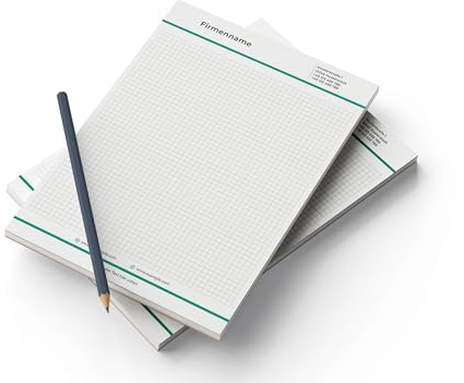 Premium Notizblock DIN A4 personalisiert, liniert/kariert/blank/Punktraster selbst gestalten, hochwertiges Papier, Collegeblock/Schreibblock für Schule/Studium/Unternehmen mit Adresse (Modern Line)