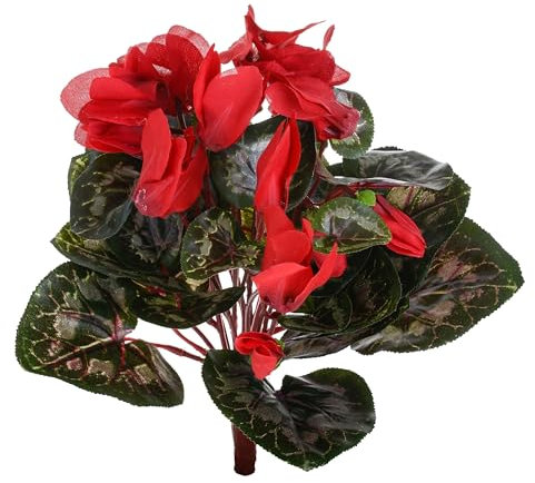 Set 2 Mazzolino di Ciclamini Artificiali Composto da 22 Fori Altezza 32 cm Rosso