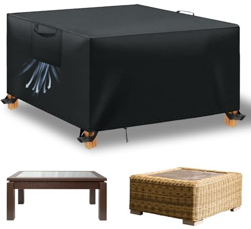 WUAYAMI Gartenmöbel Abdeckung wasserdichte Abdeckplane Gartenmöbel Winddicht Anti-UV Schwerlast 420D -Oxford Gewebe für Sitzgruppe Gartentische Terrassenmöbel Schwarz, 300x300x90cm