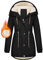 TOMEEK Damen Winterjacke Winter Warm Wintermantel Damen Lang Winterparka mit Teddyfell Gefüttert Kapuzenmantel Mantel Parka Damen-Mäntel Jacke Fleecemantel Skijacke(Schwarz,XL)