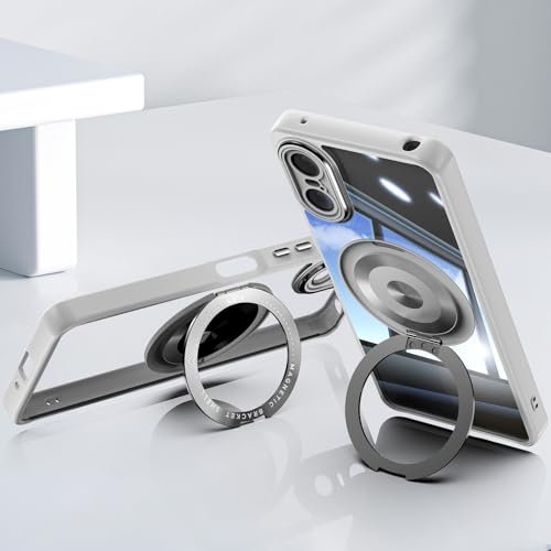 ZQYFCDZ Custodia per Sony Xperia 10 VI - Protezione rinforzata per fotocamera, Supporto girevole a 360°, Guscio protettivo in TPU antiurto, Anti-impronte - Trasparente