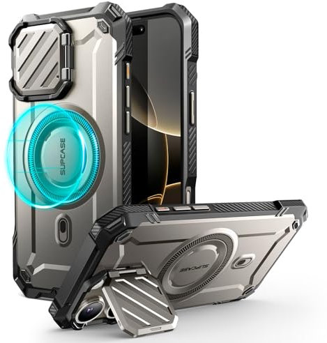 SUPCASE für iPhone 16 Pro Hülle mit Kameraschutz [Kompatibel mit MagSafe] Dünne Handyhülle Bumper Case Magnetische Schutzhülle mit Ständer [UB Mag XT] für iPhone 16 Pro 6.3'' 2024 (Grau)