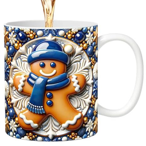 Gingerbread Man Coffee Mug - Home Decor Christmas Mug, Espresso Cup for Tea, Hot Chocolate, Milk