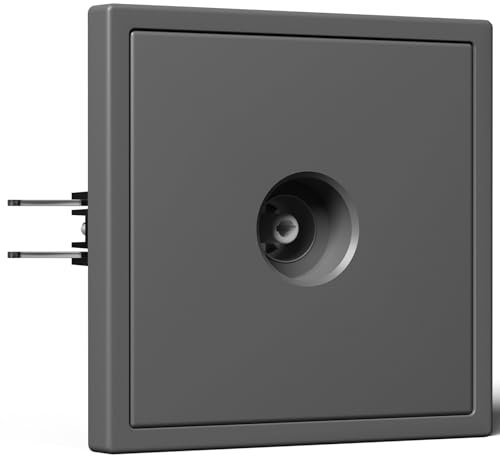 BSEED Prise murale UE standard antenne TV coaxiale avec griffes, prise encastrée avec cadre en PC, 80 × 80 mm, gris