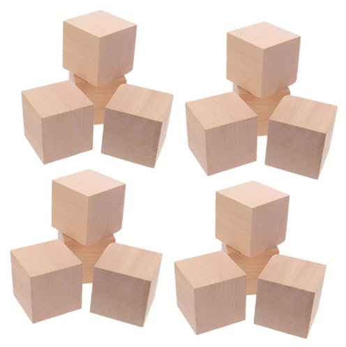 ibasenice 30St Holzblockmodell Holzbausteine Würfel Aktivitätswürfel Holzquadratblöcke zum Bemalen Block quadratisch aus Holz Bastelblöcke aus Holz quadratische Holzblöcke hölzern Khaki