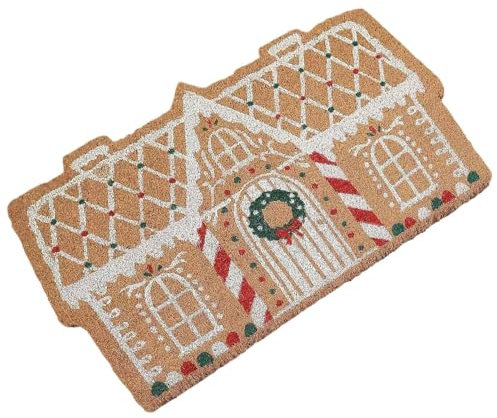 Generisch Weihnachten Lebkuchenhaus Willkommensmatte, 60x40cm Rutschfeste Fußmatte für Draußen, Lustige Willkommens-Türmatte Weihnachtsdekoration für Küche Bad