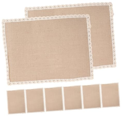 Cabilock 8stücke Jute-tischset Mit Spitzenbesatz Rechteckig Für Außenbereich Und Zuhause Aus Sackleinen Für Küche Und Esstisch Wasserabweisend