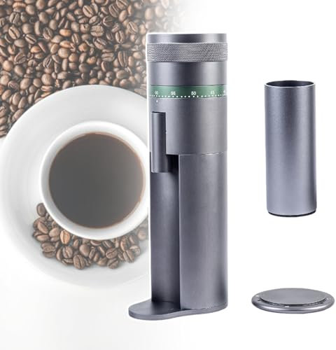 HCAUYNN Kaffeemaschine Mit Mahlwerk FüRs BüRo, Stufenlose Rotationseinstellung, Mit 7-Zahniger Konischer Klinge, 0-60 Stufen Einstellbarer Mahlgrad, Mit Trichter,220V