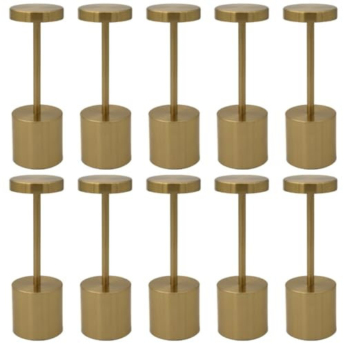 Luxus - Tischlampe Touch - Emilie - Gold - H21 x Ø8 - Terrassenlampe - Schreibtischlampe - LED - Wiederaufladbar - Dimmbar - Tischlampe für innen und außen