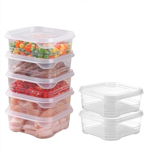6 StüCk Tupperdosen Set, Frischhaltedosen Mit Deckel, Stapelbar Aufschnittboxen für KüHlschrank SpüLmaschinen Und Mikrowellengeeignet, KüHlschrank Organizer fur Lebensmittelkonservierung (350ml)