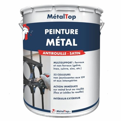 Metaltop - Peinture Metal - Jaune zinc - RAL 1018-5 L - Protection antirouille durable pour surfaces métalliques