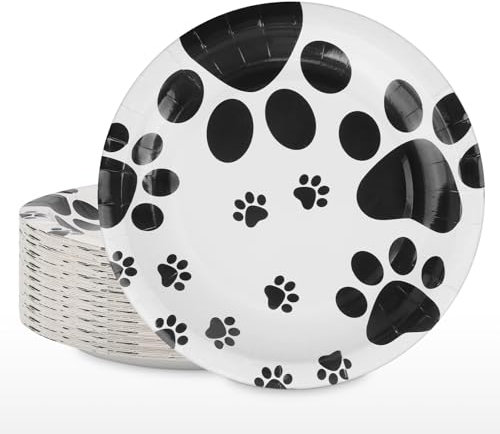 mciskin Dog Paw Print Party Table Decoration,Children Theme 20PCS 7-inch Plates,Suitable for Children's Party Pet Theme Party