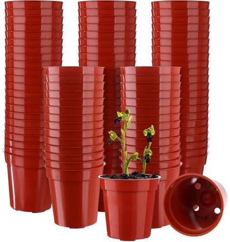 HAOWANWW 100 Stück 5.4cm Anzuchttöpfe Plastik Blumentöpfe Klein Pflanztöpfe Anzucht Mini und Rund, Pikiertöpfe Kunststoff, Pflanzen Anzucht für Sukkulenten Anzuchttöpfe für Sämling,Kräuter