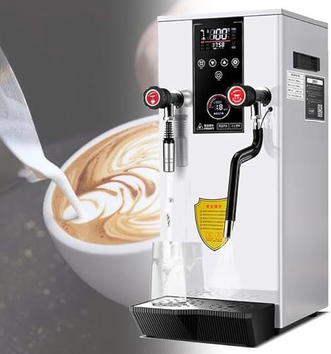 Kommerzieller Wasserkocher mit 2 Stäben 12L Dampfmilchaufschäumer Elektrischer Hochleistungsmilchaufschäumer mit LED-Anzeige für Espresso Tee,White-110V